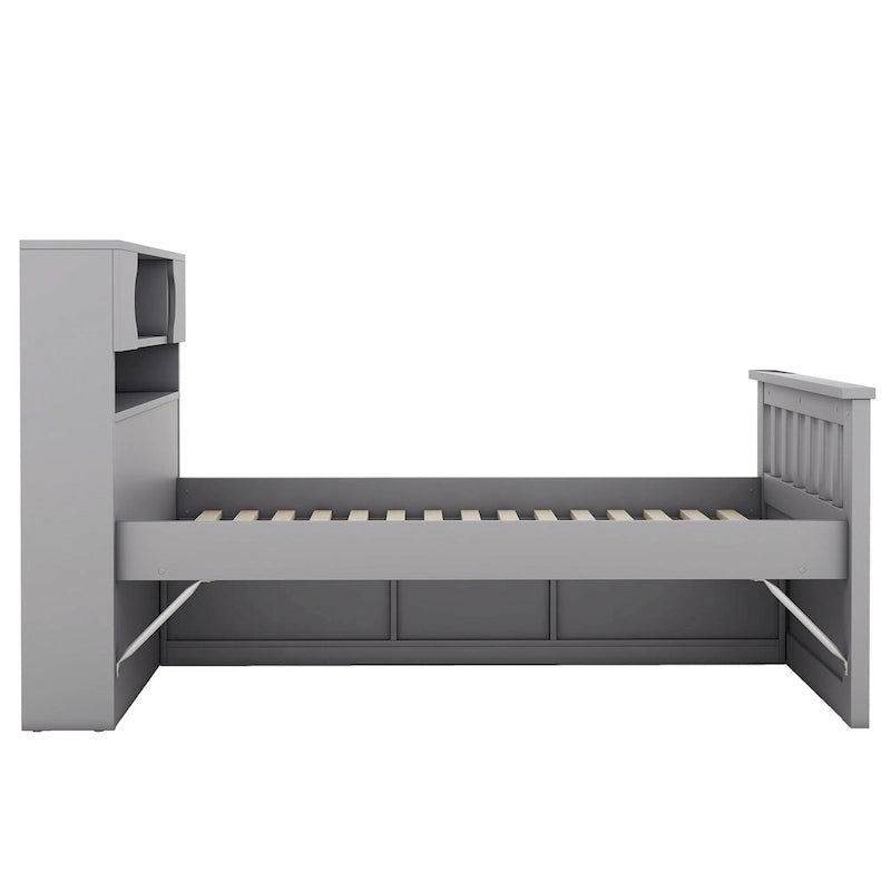 Lit double plateforme gris