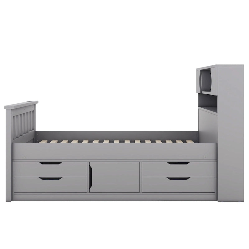 Lit double plateforme gris