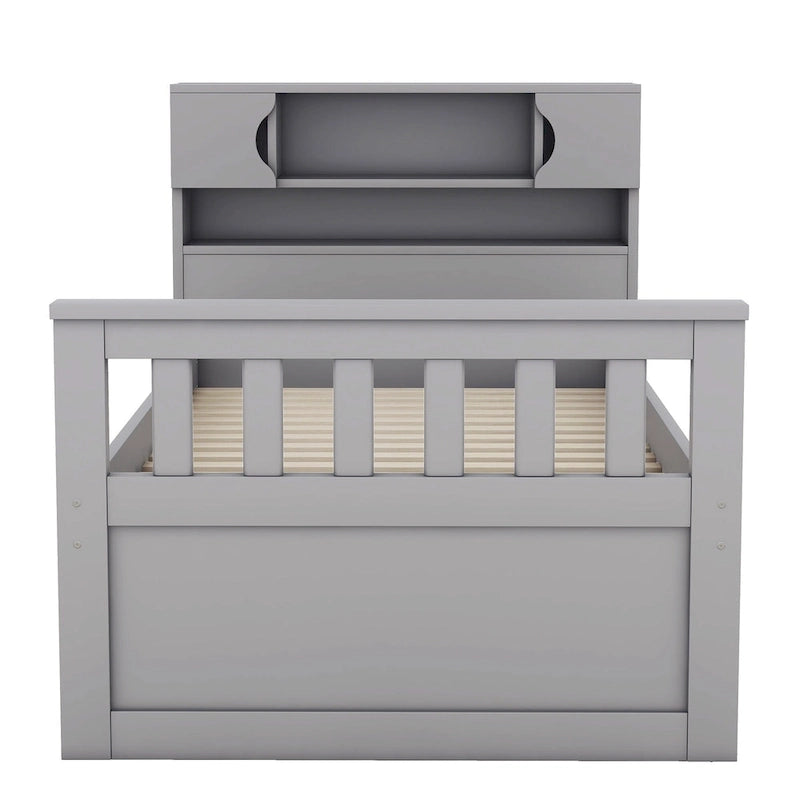 Lit double plateforme gris