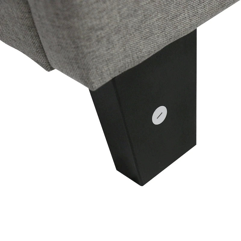 Lit plateforme rembourré en lin gris, grand format, avec tête de lit capitonnée, support robuste en lattes de bois – Aucun sommier tapissier requis