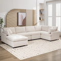 Canapé d'angle en U 6 places avec poufs et oreillers amovibles, configuration flexible