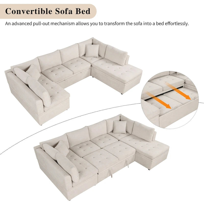 Canapé d'angle surdimensionné en forme de U beige