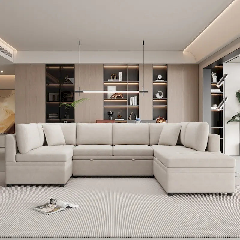 Canapé d'angle surdimensionné en forme de U beige