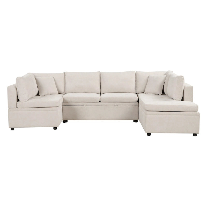 Canapé d'angle surdimensionné en forme de U beige