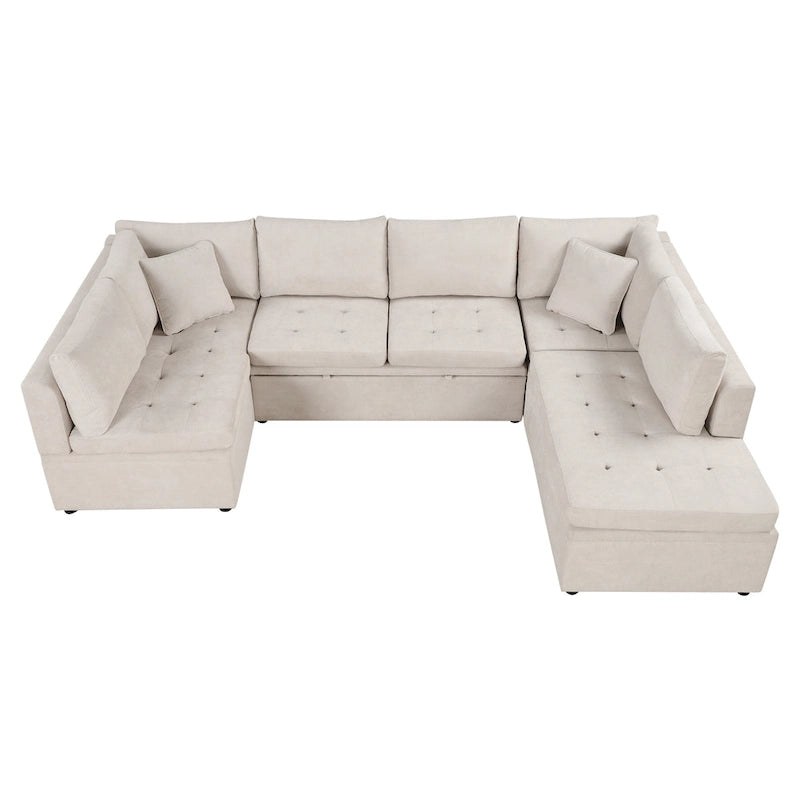 Canapé d'angle surdimensionné en forme de U beige