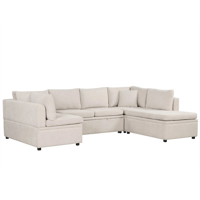 Canapé d'angle surdimensionné en forme de U beige