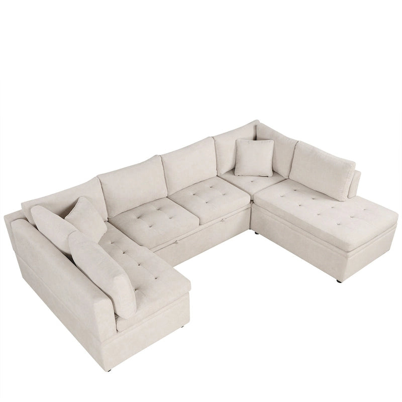 Canapé d'angle surdimensionné en forme de U beige
