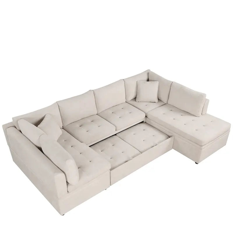 Canapé d'angle surdimensionné en forme de U beige