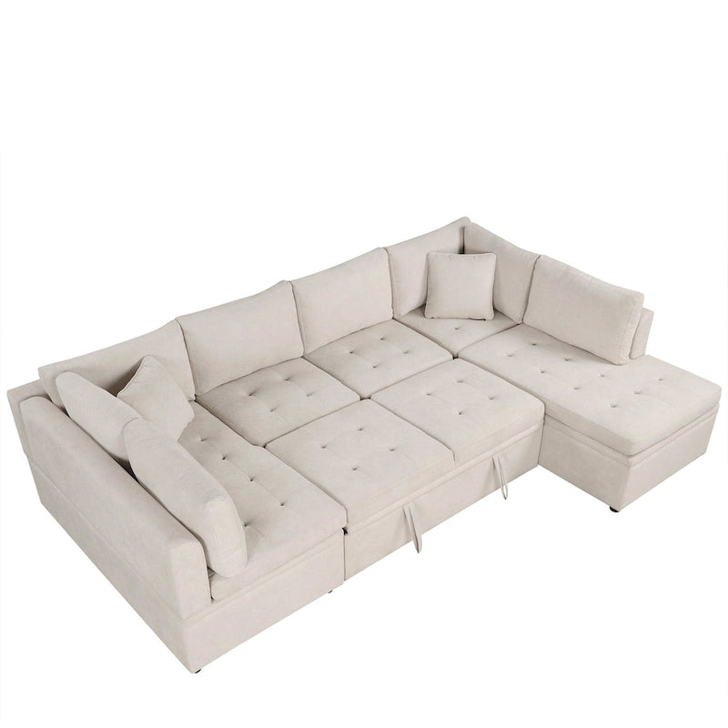 Canapé d'angle surdimensionné en forme de U beige