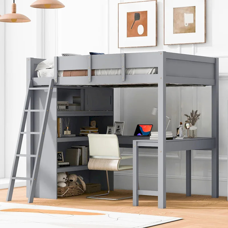 Lit mezzanine enfant en bois massif