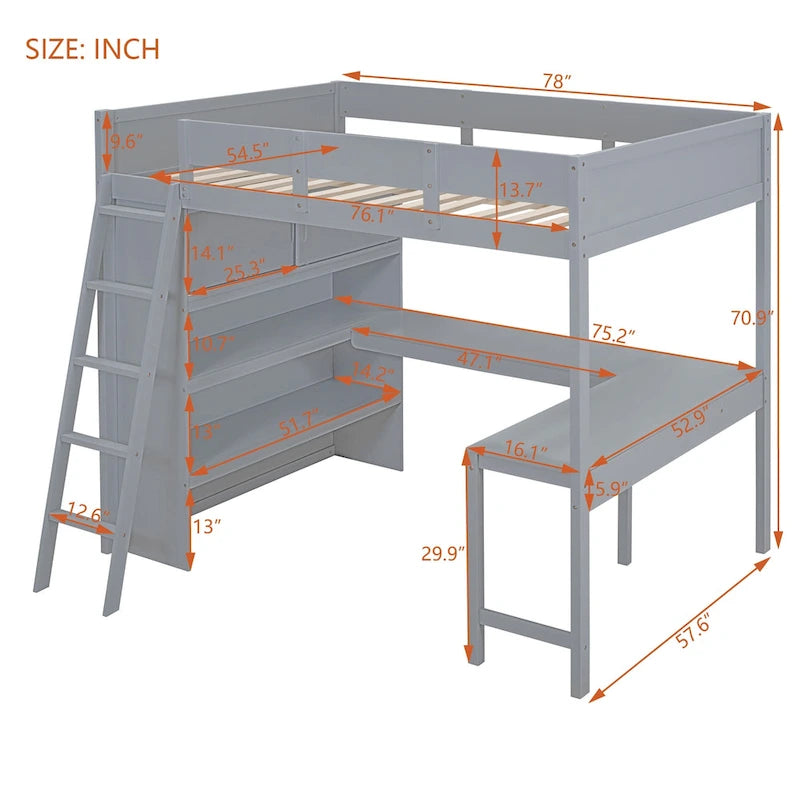 Lit mezzanine enfant en bois massif