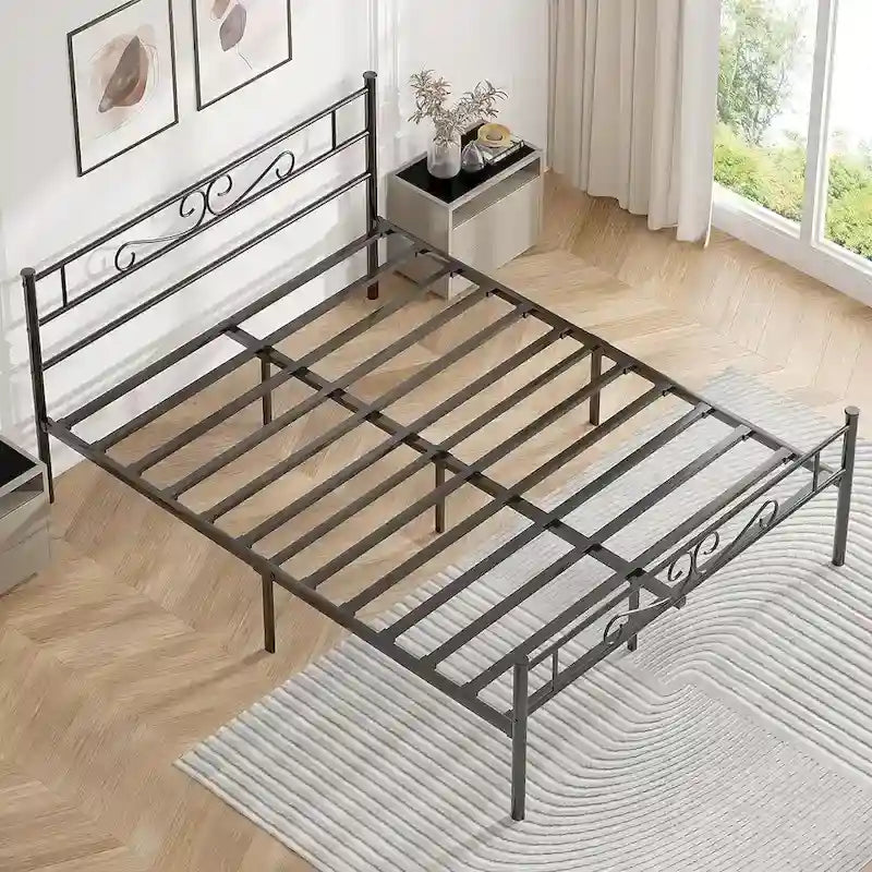 Cadre de lit en métal avec tête et pied de lit – Lit simple/double/grand lit