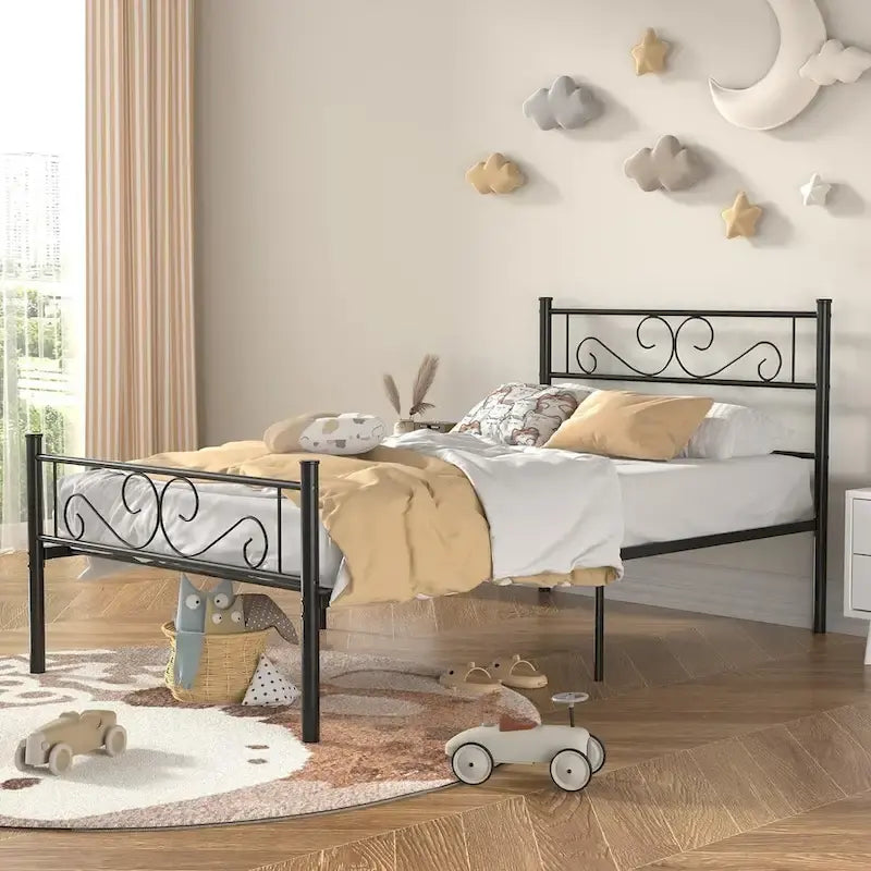 Cadre de lit en métal avec tête et pied de lit – Lit simple/double/grand lit