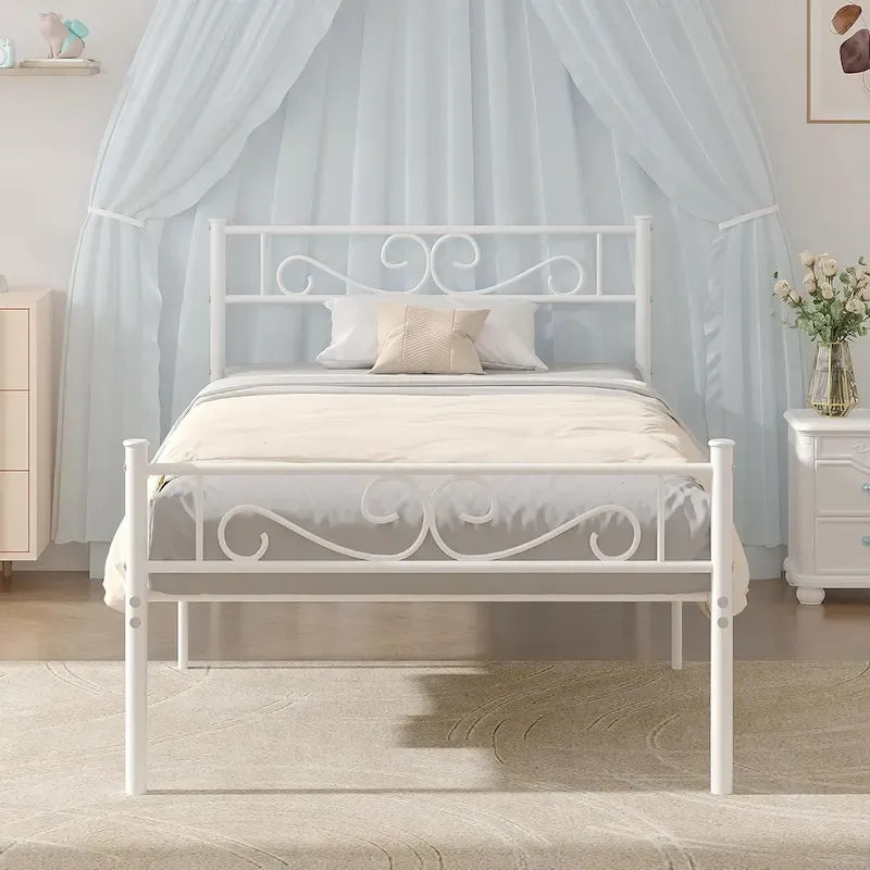 Cadre de lit en métal avec tête et pied de lit – Lit simple/double/grand lit