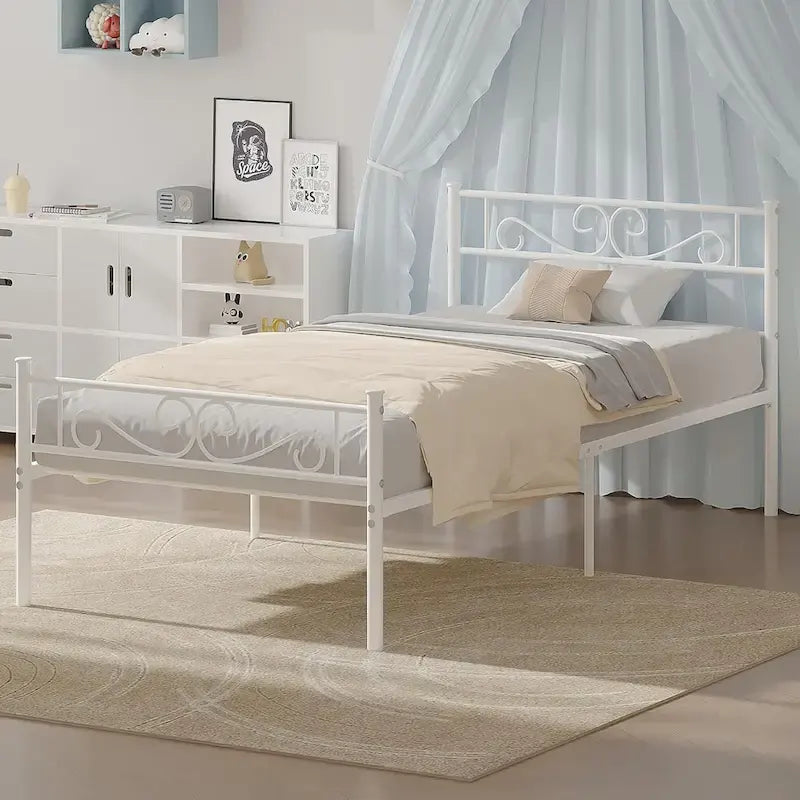 Cadre de lit en métal avec tête et pied de lit – Lit simple/double/grand lit