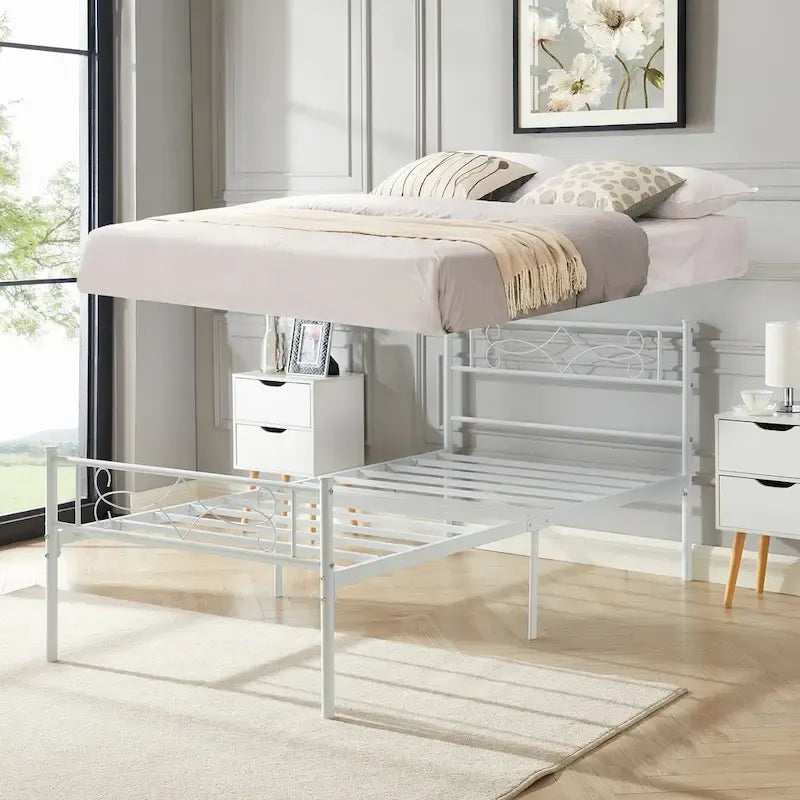 Cadre de lit en métal avec tête et pied de lit – Lit simple/double/grand lit