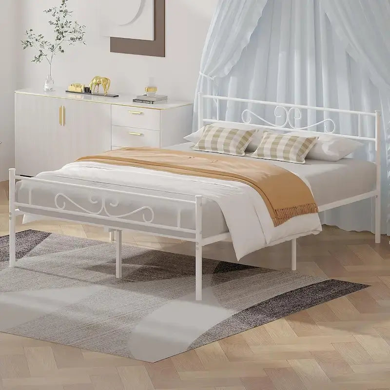 Cadre de lit en métal avec tête et pied de lit – Lit simple/double/grand lit