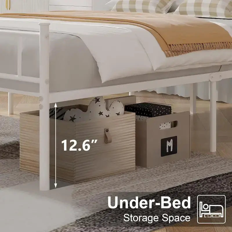 Cadre de lit en métal avec tête et pied de lit – Lit simple/double/grand lit