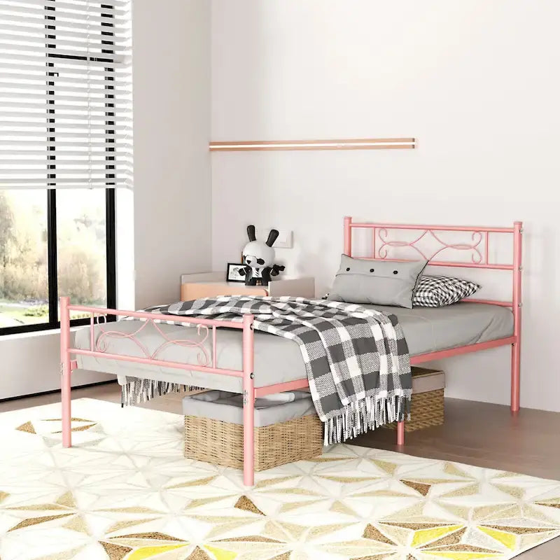 Cadre de lit en métal avec tête et pied de lit – Lit simple/double/grand lit