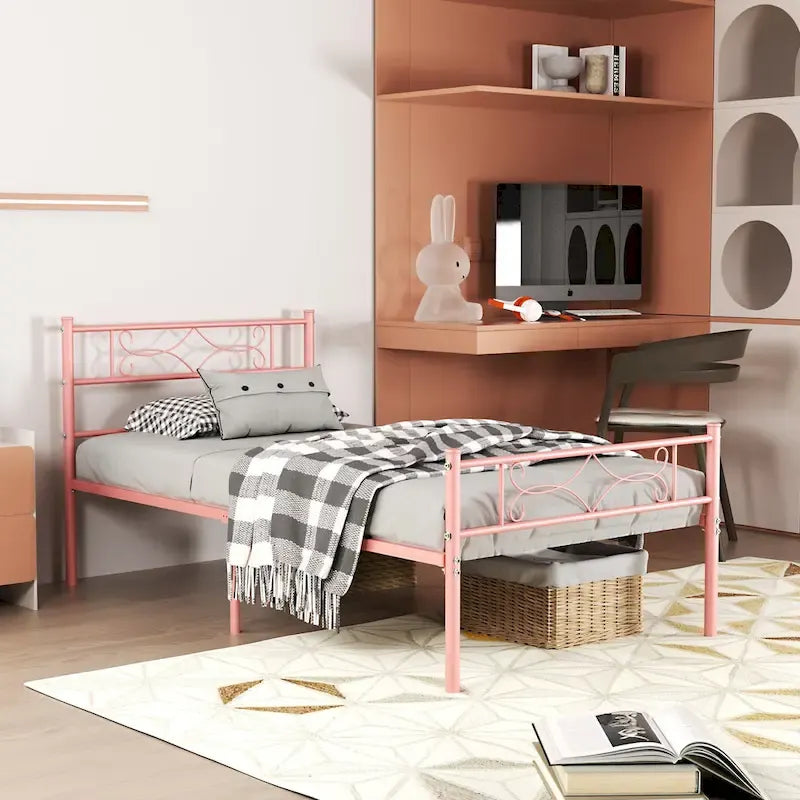 Cadre de lit en métal avec tête et pied de lit – Lit simple/double/grand lit