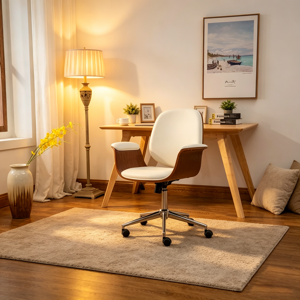 Chaise de bureau en cuir, style mi-siècle