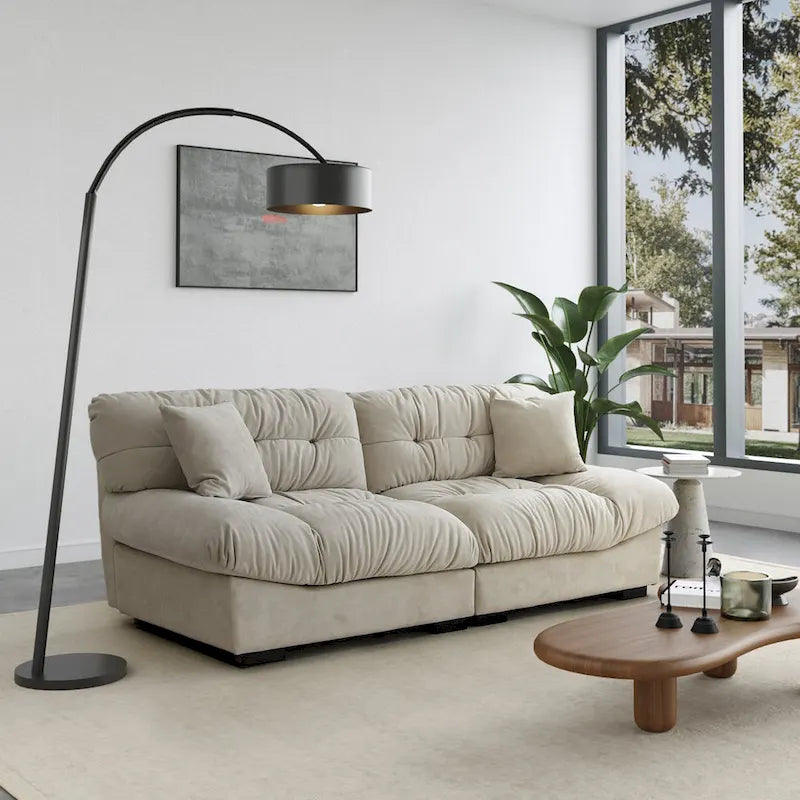 Canapé sectionnel moderne avec accoudoirs en velours pour salon