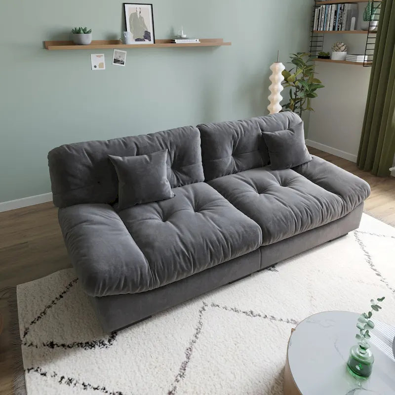 Canapé sectionnel moderne avec accoudoirs en velours pour salon