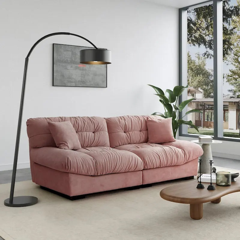 Canapé sectionnel moderne avec accoudoirs en velours pour salon