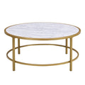 Table basse ronde imitation marbre — Dorée