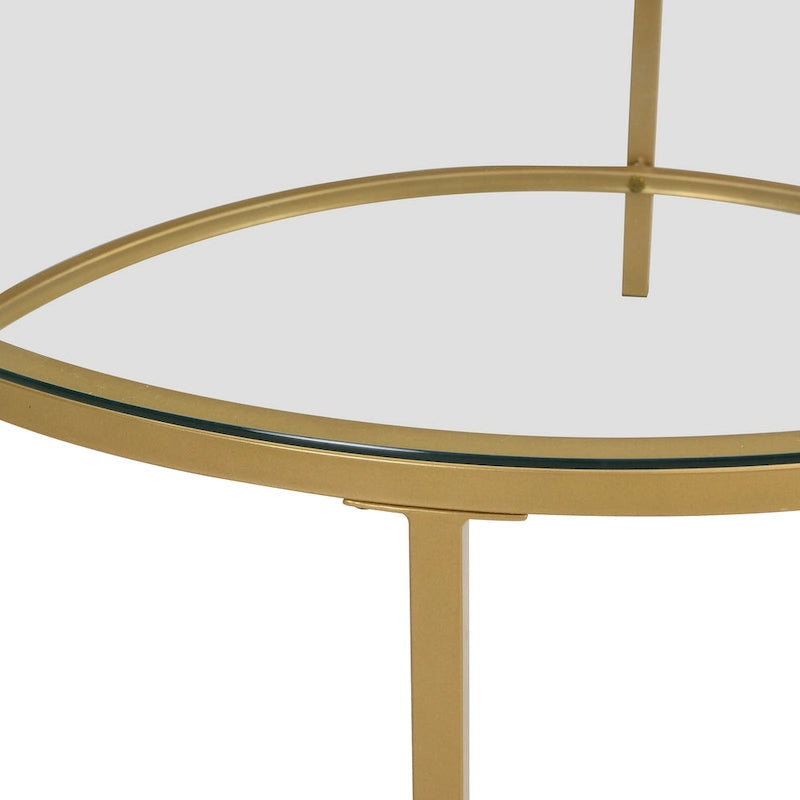 Table basse ronde imitation marbre — Dorée