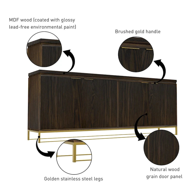 Meuble décoratif en bois à quatre portes