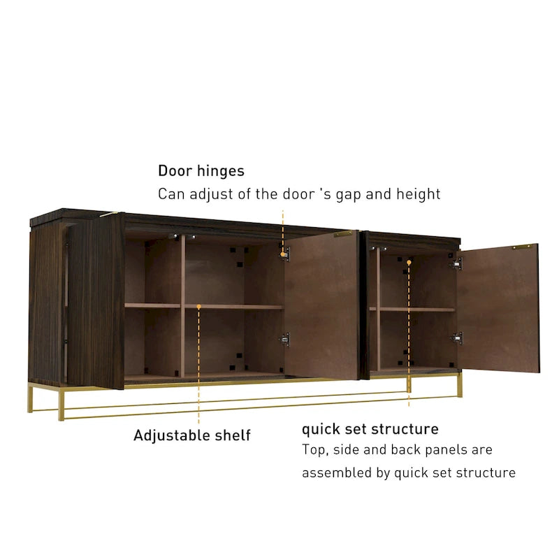 Meuble décoratif en bois à quatre portes
