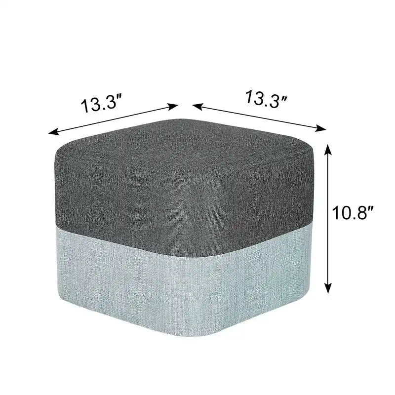 Pouf carré en tissu – Repose-pieds patchwork bicolore