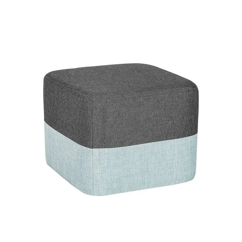 Pouf carré en tissu – Repose-pieds patchwork bicolore