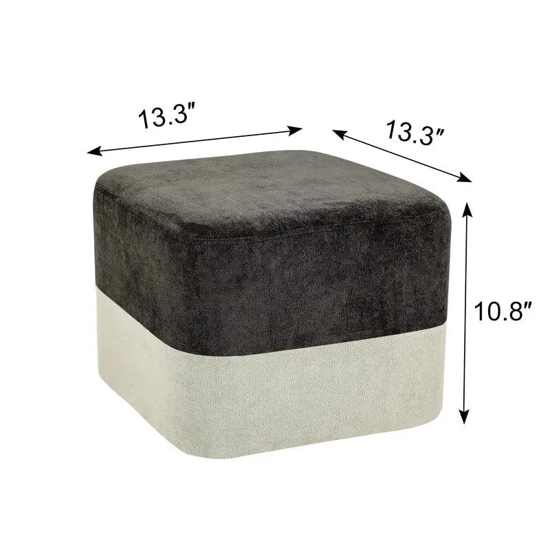 Pouf carré en tissu – Repose-pieds patchwork bicolore