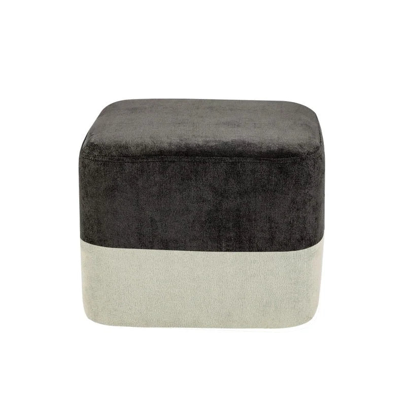 Pouf carré en tissu – Repose-pieds patchwork bicolore