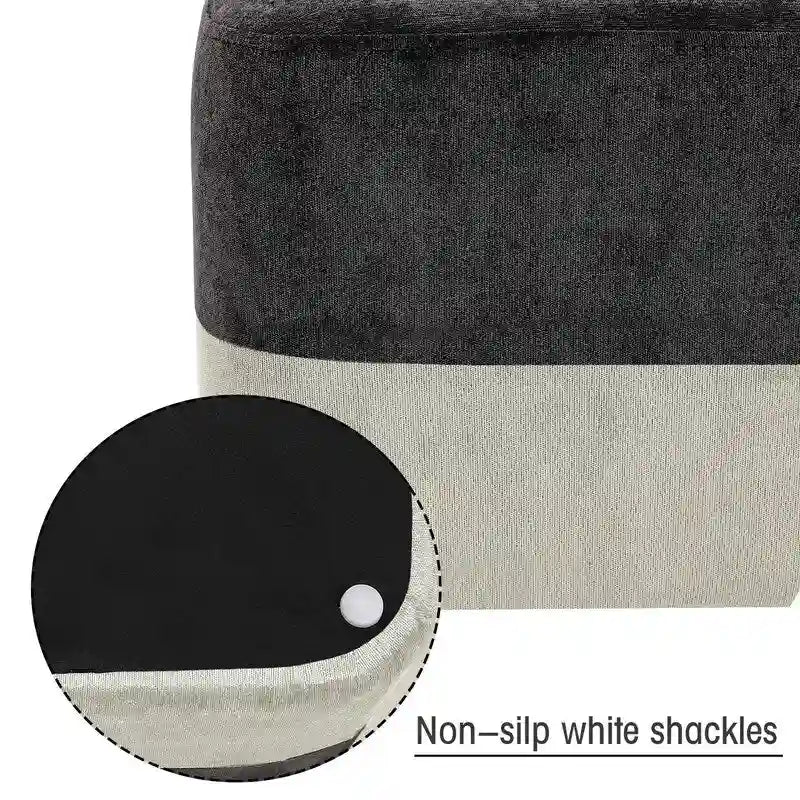 Pouf carré en tissu – Repose-pieds patchwork bicolore