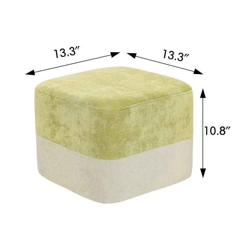 Pouf carré en tissu – Repose-pieds patchwork bicolore