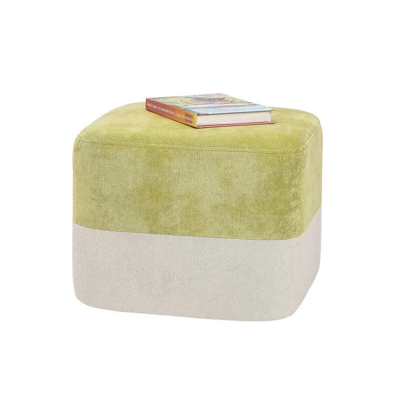 Pouf carré en tissu – Repose-pieds patchwork bicolore