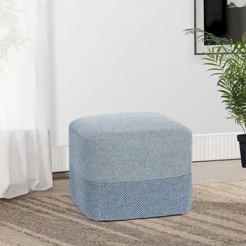 Pouf carré en tissu – Repose-pieds patchwork bicolore