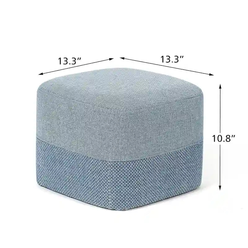 Pouf carré en tissu – Repose-pieds patchwork bicolore