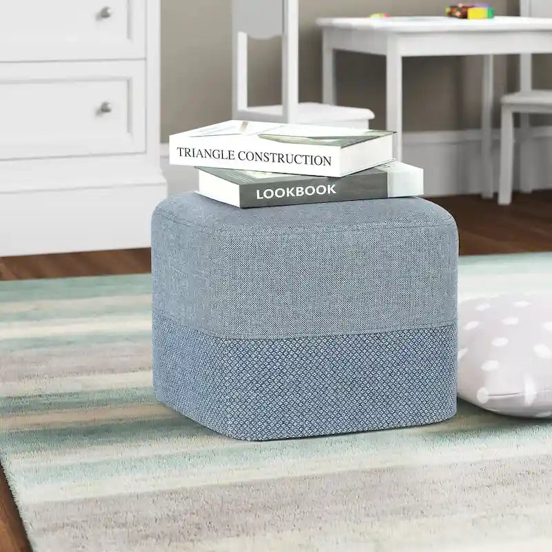 Pouf carré en tissu – Repose-pieds patchwork bicolore