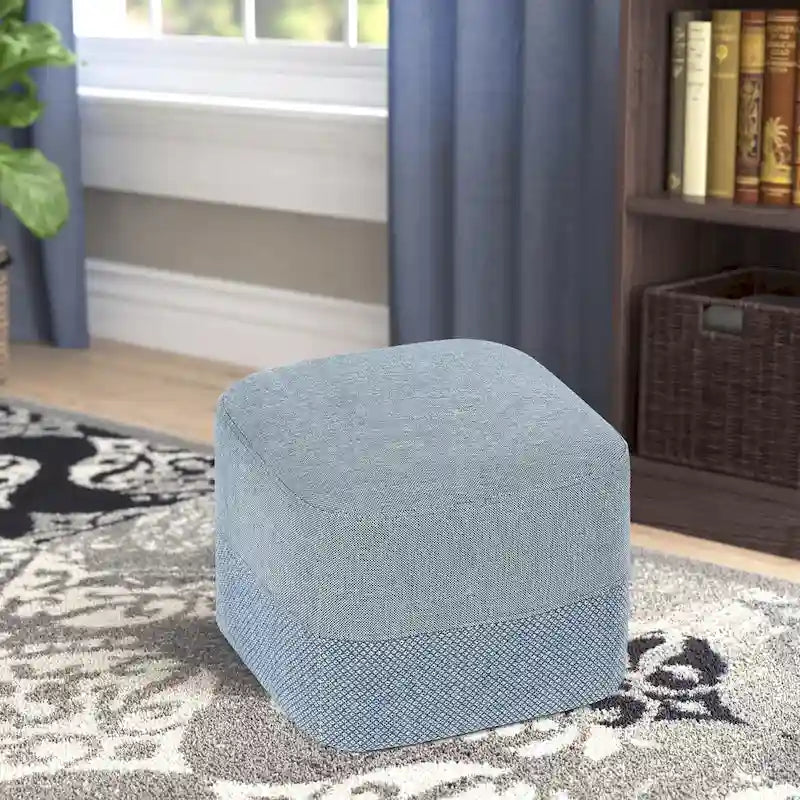 Pouf carré en tissu – Repose-pieds patchwork bicolore