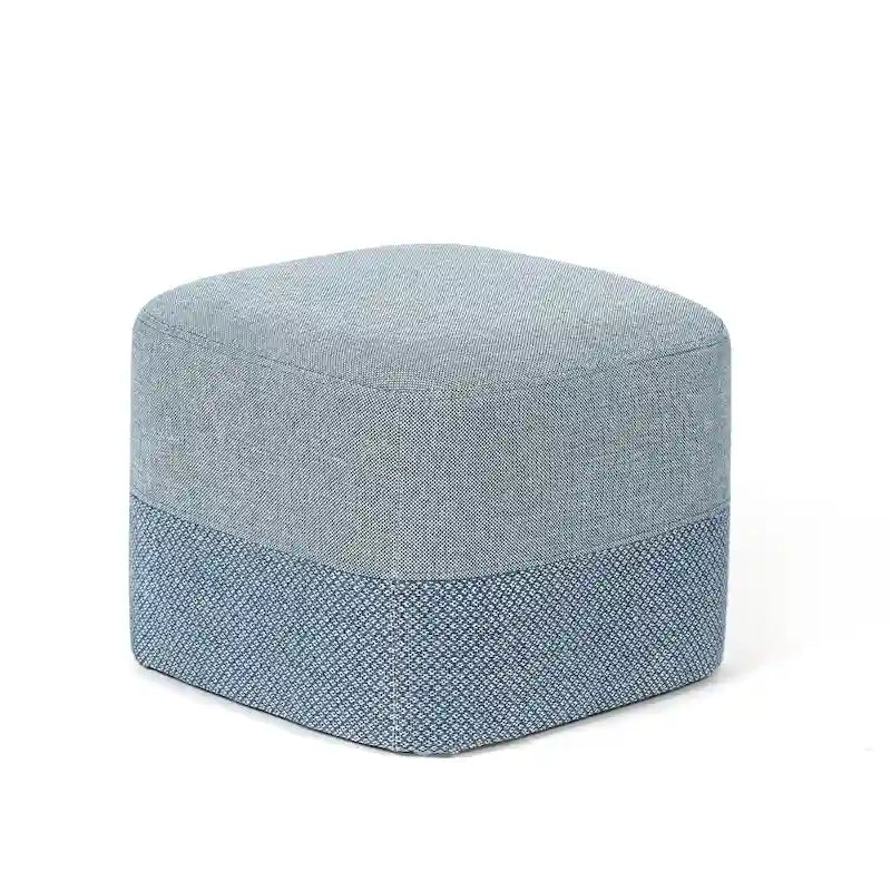 Pouf carré en tissu – Repose-pieds patchwork bicolore