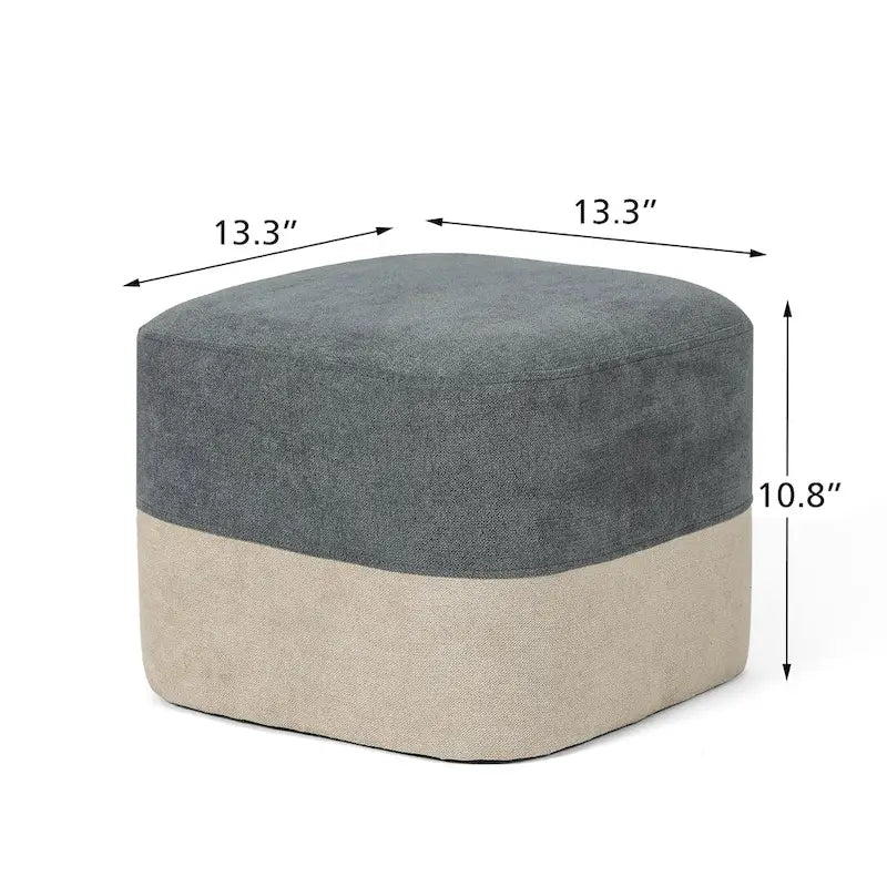Pouf carré en tissu – Repose-pieds patchwork bicolore