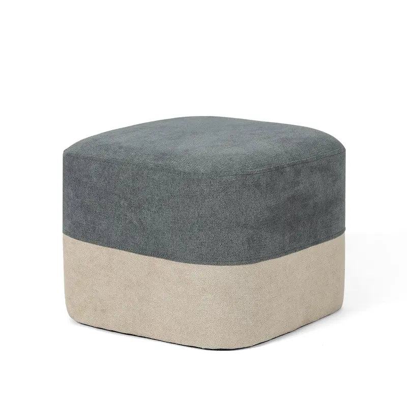 Pouf carré en tissu – Repose-pieds patchwork bicolore