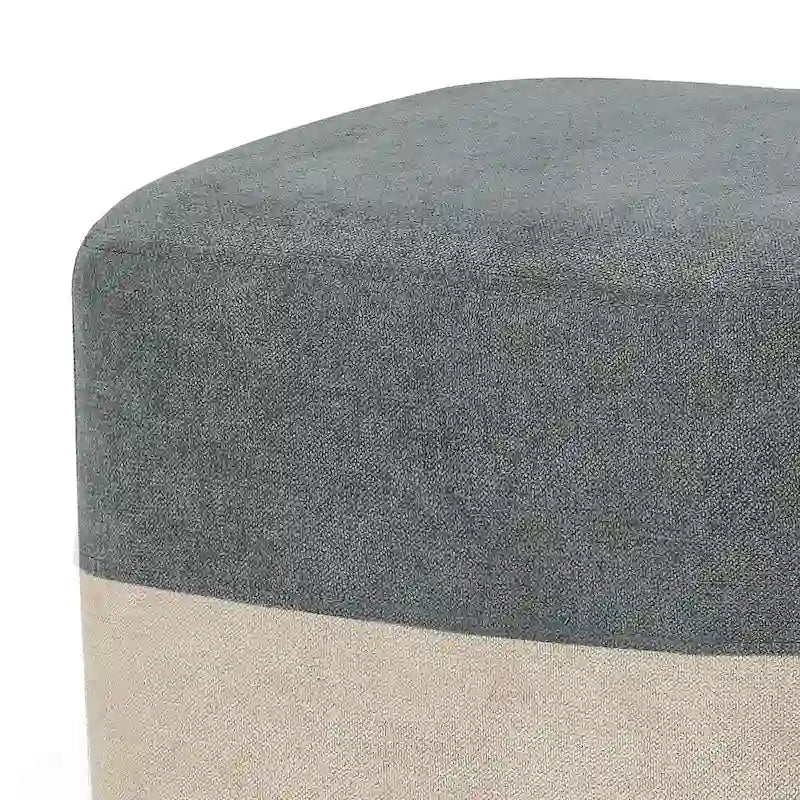 Pouf carré en tissu – Repose-pieds patchwork bicolore