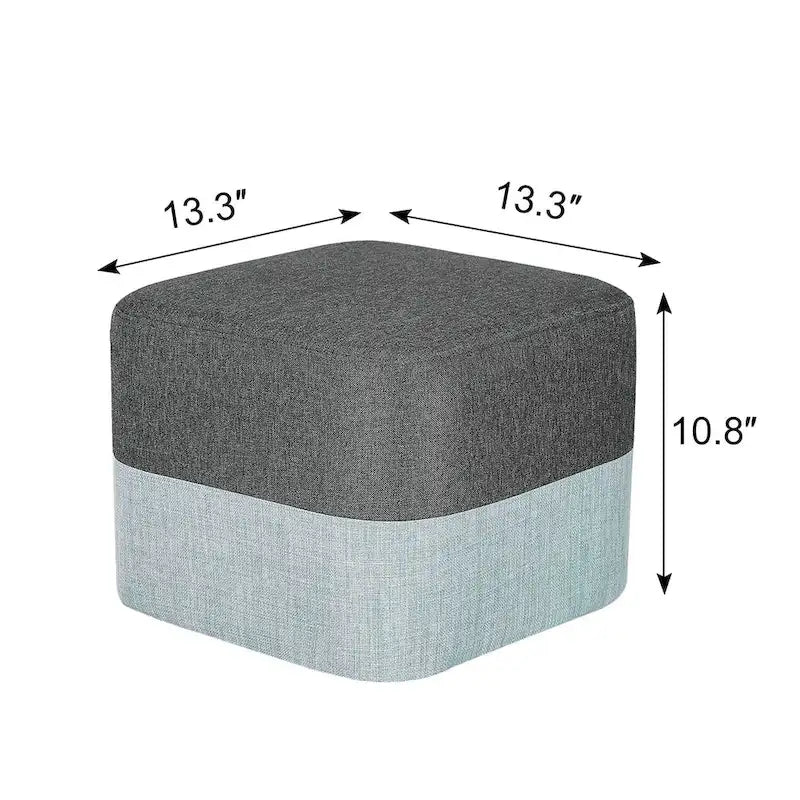 Pouf carré en tissu – Repose-pieds patchwork bicolore