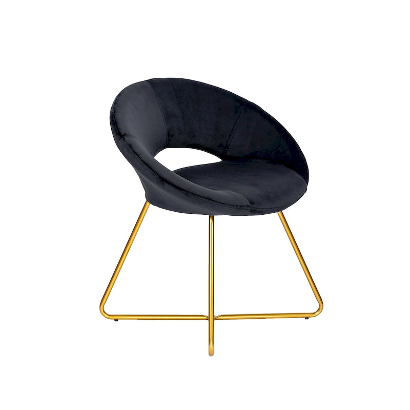 Chaise décorative, Revêtement velours, Pieds dorés