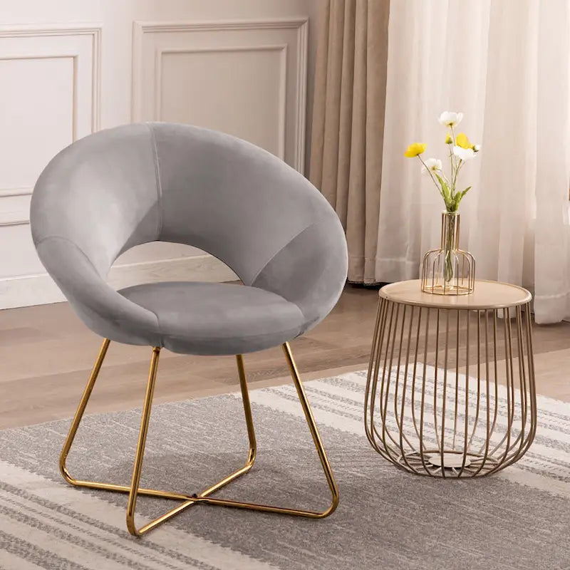 Chaise décorative, Revêtement velours, Pieds dorés